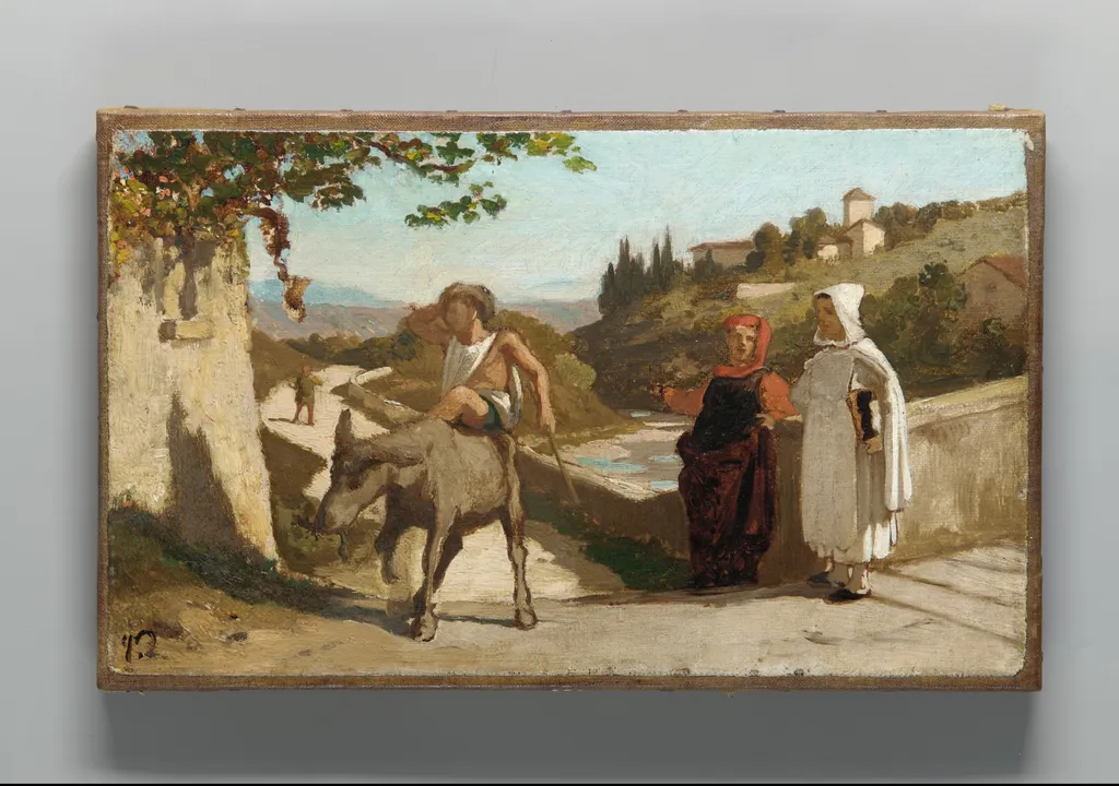 The Fable of the Miller, His Son, and the Donkey, by Elihu Vedder, oil, 1867