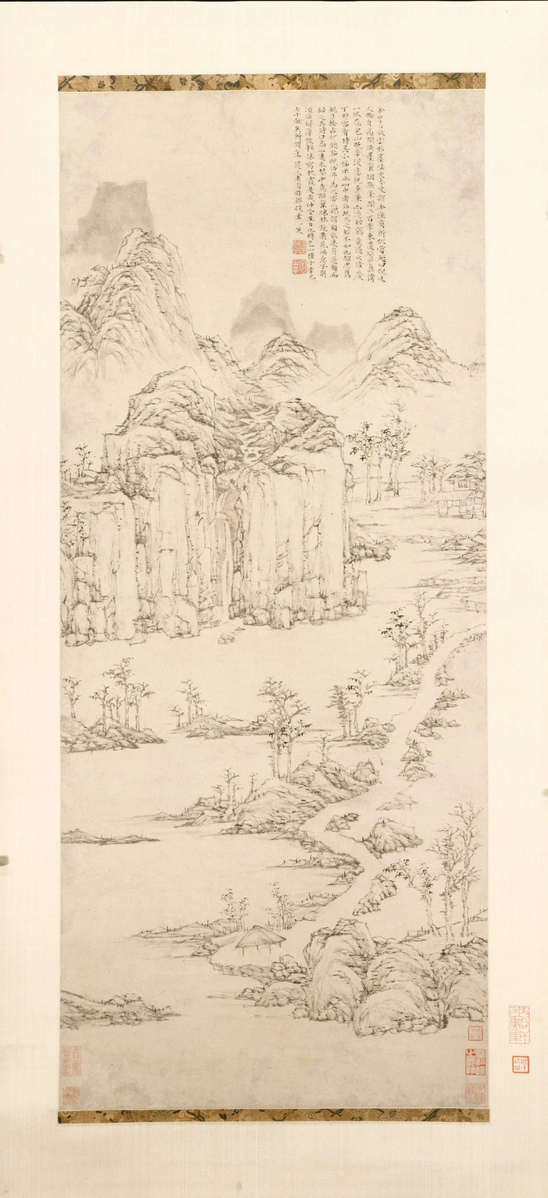 Daoist Retreat in Mountain and Stream (Landscape after Ni Zan [1301–1374]), detail