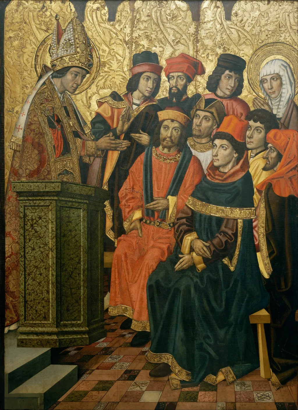 Saint Augustine and Saint Monica in a Sermon by Saint Ambrose, by Pablo Vergós, tempera, 1463