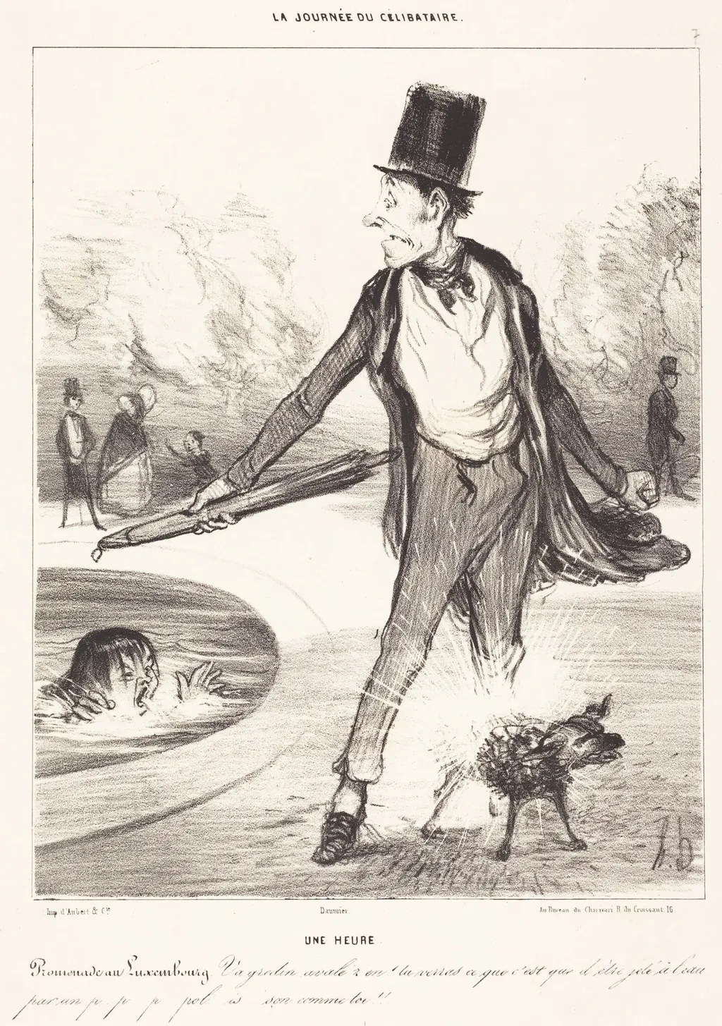 Une heure, by Honoré Daumier, crayon, 1839