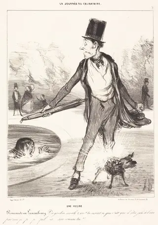 Une heure, by Honoré Daumier, crayon, 1839