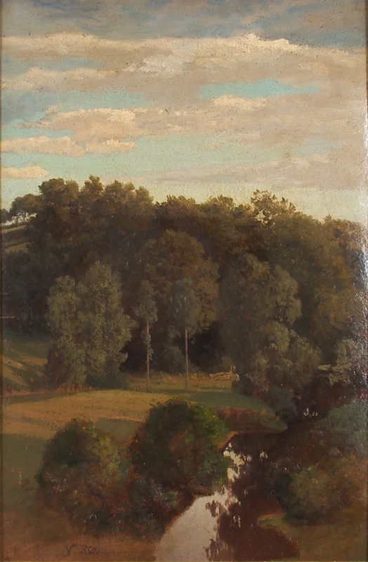 Wooded Hills behind a Meadow with a Peat Bog, detail