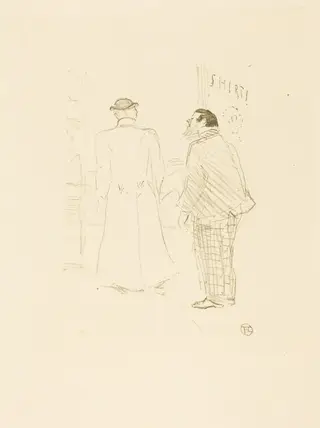 The First Vendor of Jourdan and Brown (Le premier vendeur de Jourdan et Brown), by Henri de Toulouse-Lautrec, ink, 1897