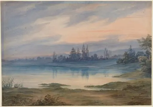 Landscape near Strasbourg Looking toward St. Gall, by W. van Detta, watercolor, 1879