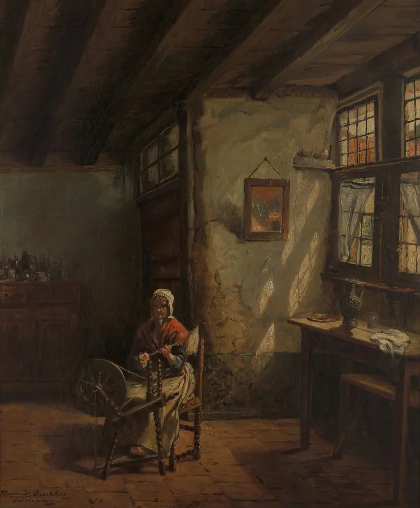 The Spinner, by Henri de Braekeleer, oil, 1867
