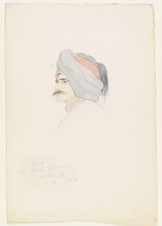 Sheik of Turkish Cavalry, by Godfrey Thomas Vigne, watercolor, 1844
