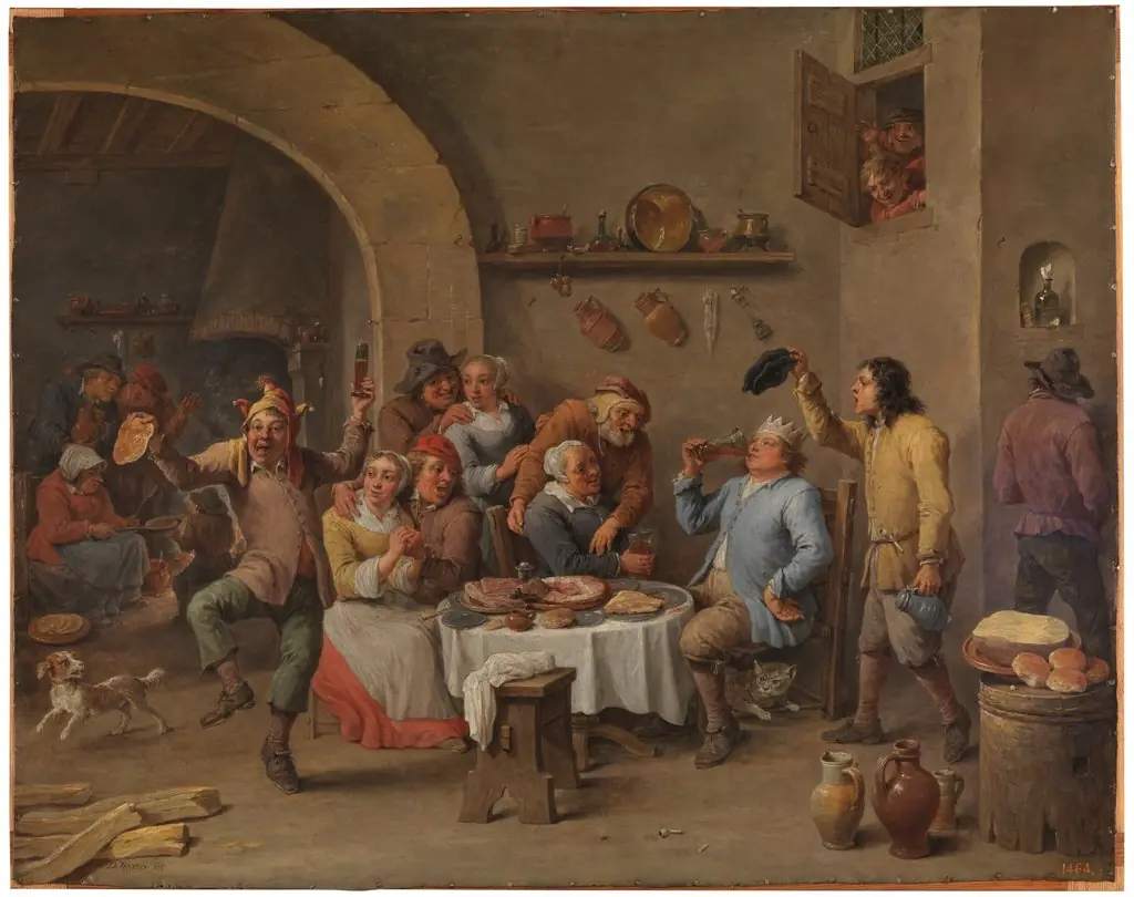The King Drinks, by David Teniers the Younger, oil, 1650