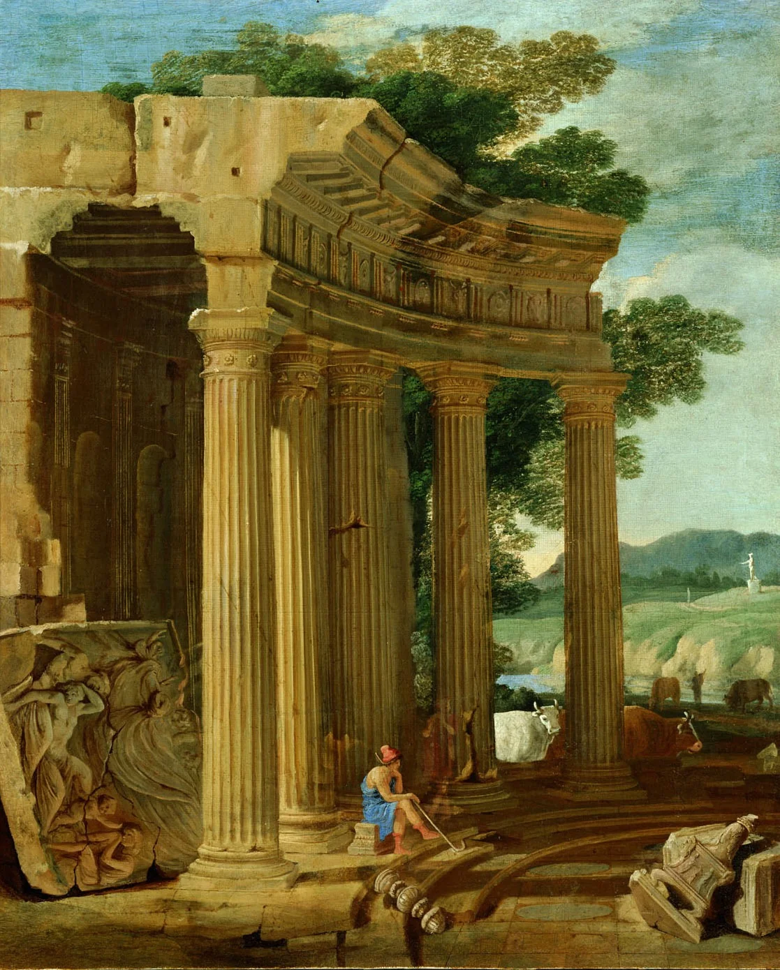 Ruinenlandschaft mit Hirten, detail