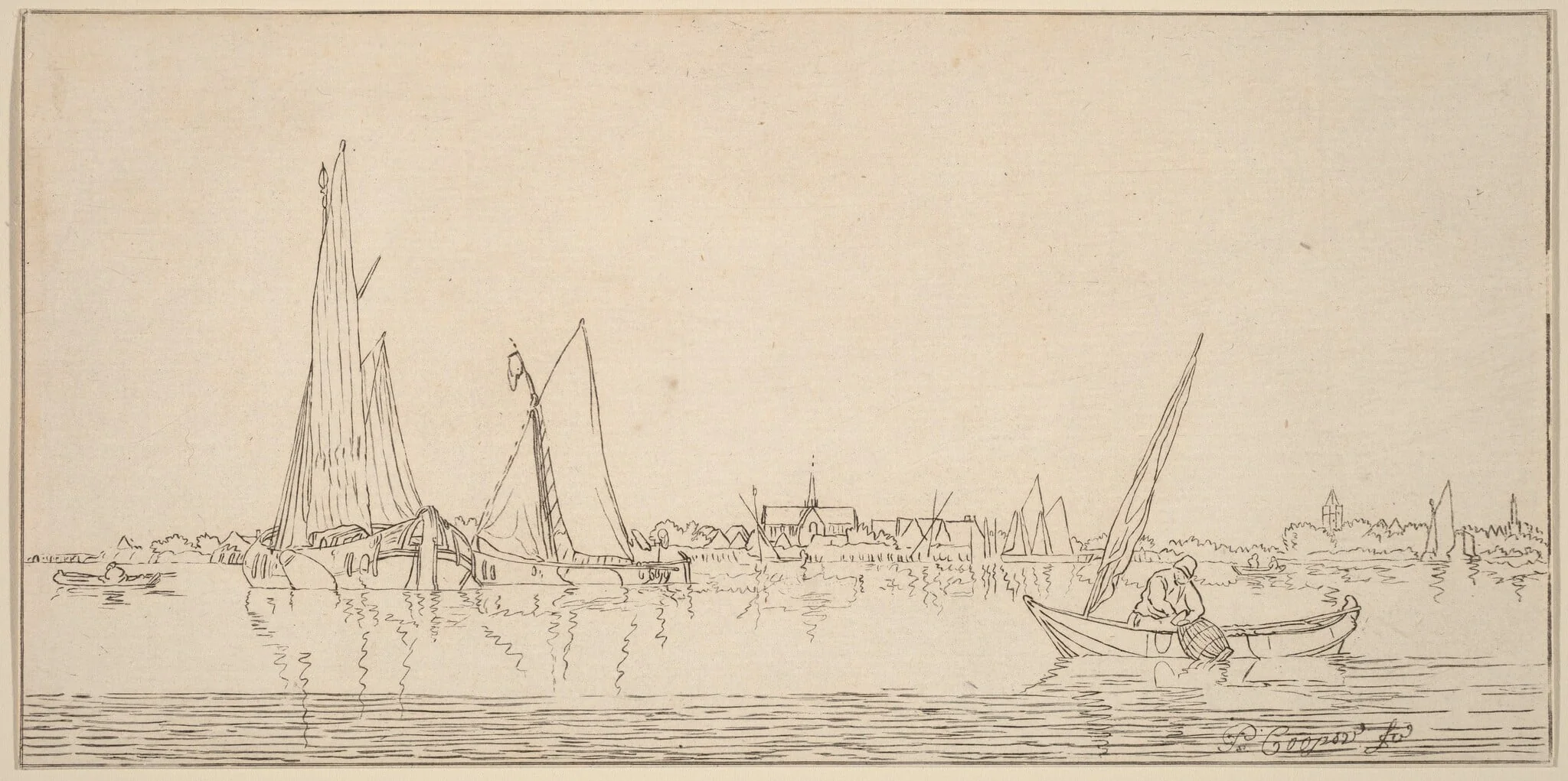 River with Town, detail