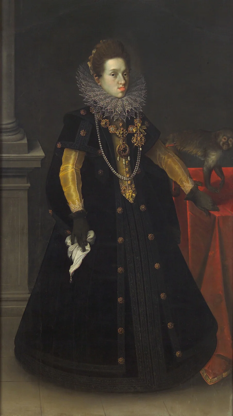 Archduchess Constance (1588-1631), Queen of Poland, with a Monkey, detail