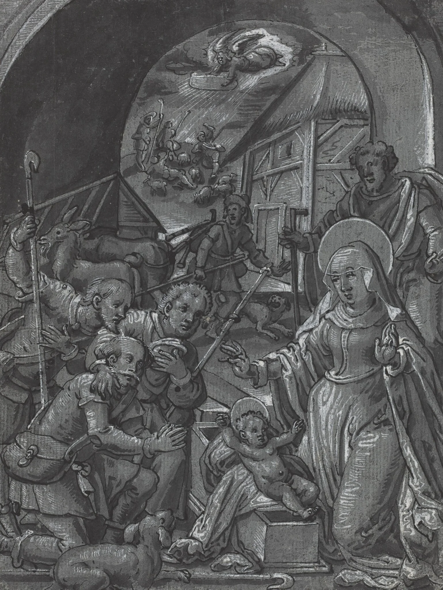 The Birth of Christ [verso], detail