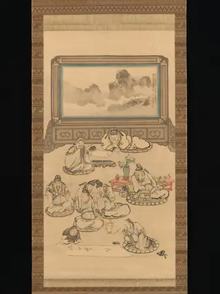 The Eight Immortals of the Wine Cup, by Tani Bunchō, unspecified, 1828