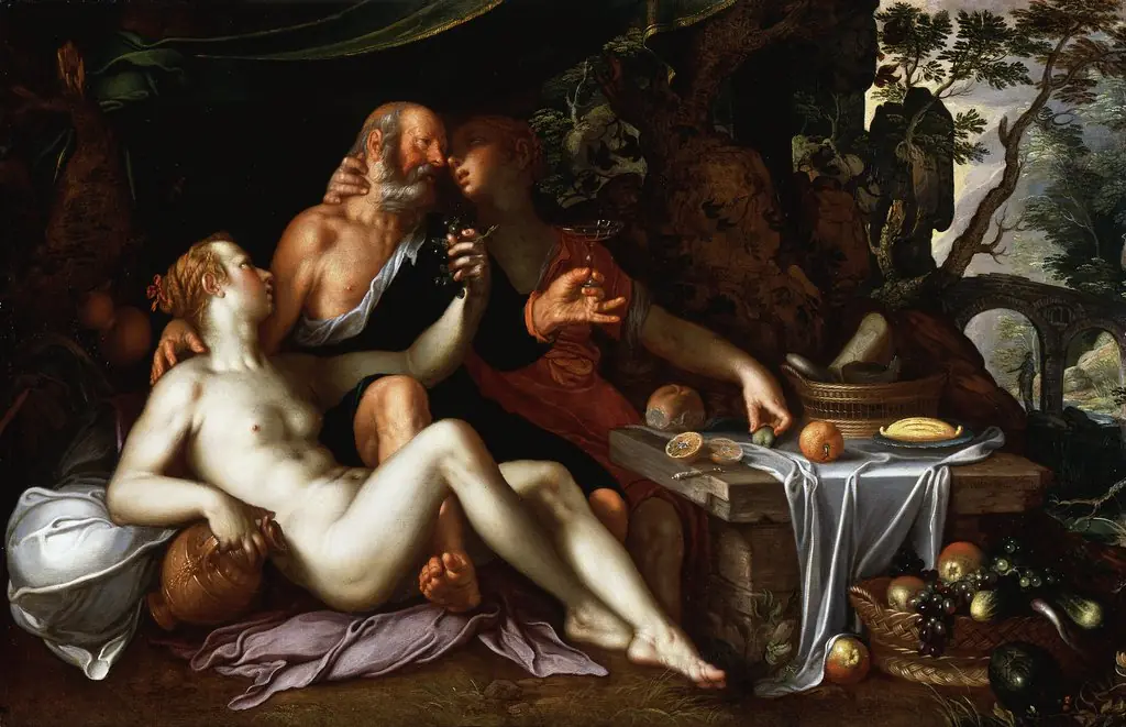Loth and His Daughters, by Joachim Wtewael, paint, 1610
