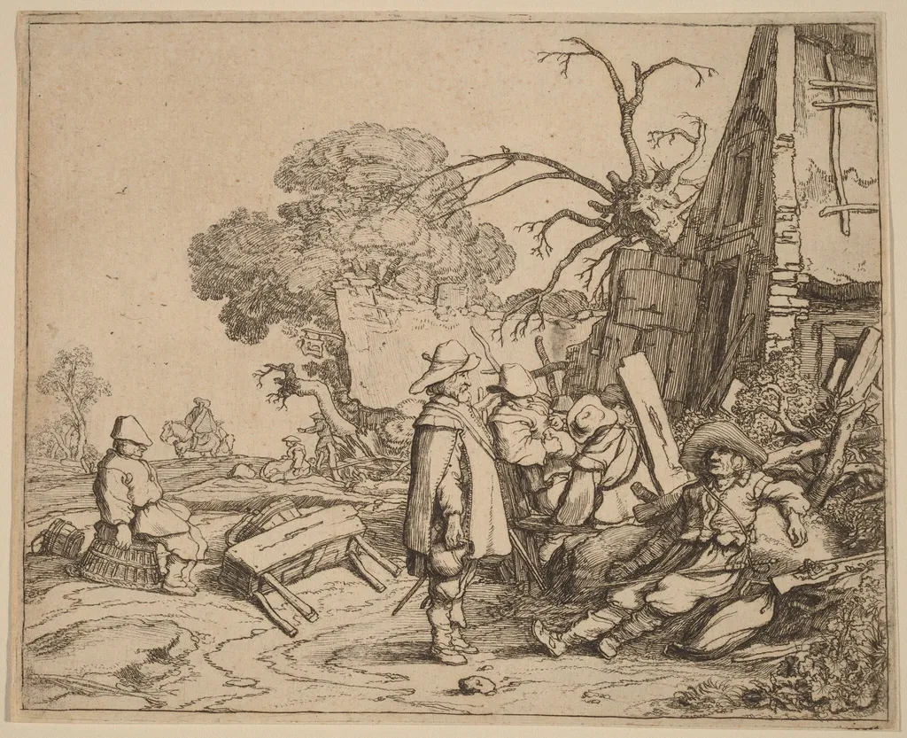 Soldier Receiving an Order from a Sitting Officer, by Pieter Molijn, ink, 1626