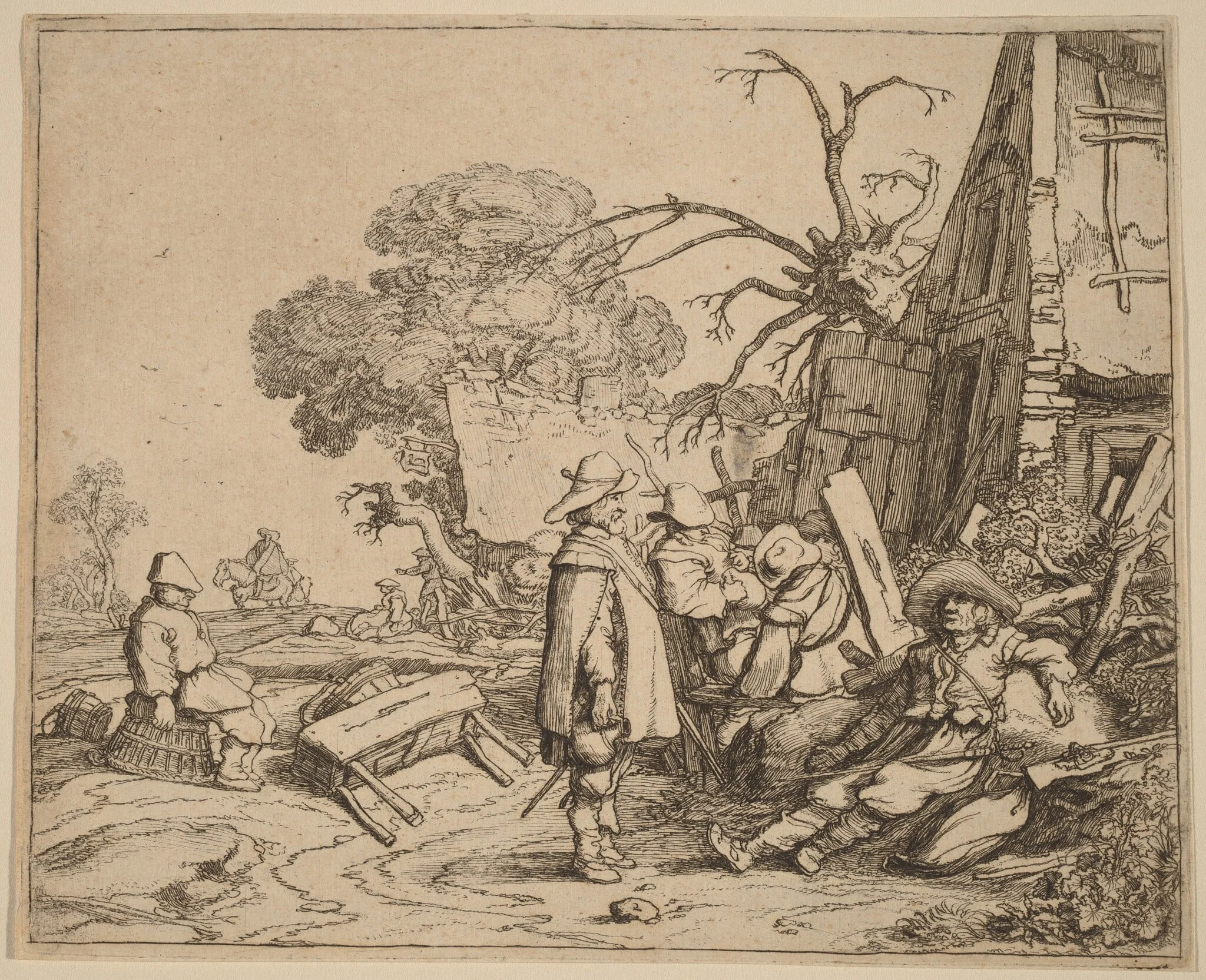 Soldier Receiving an Order from a Sitting Officer, detail
