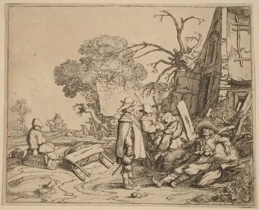 Soldier Receiving an Order from a Sitting Officer, by Pieter Molijn, ink, 1626
