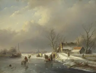 Winter Landscape, by Jan Jacob Spohler, oil, 1866
