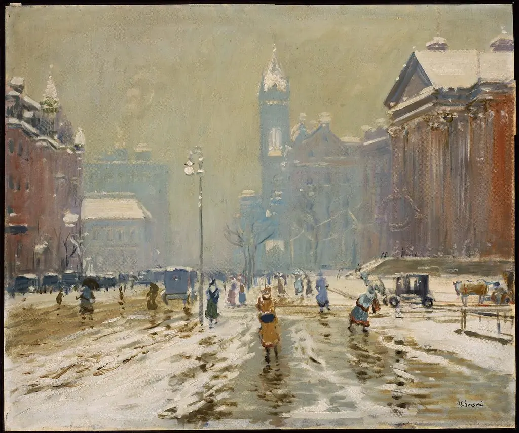 Copley Square, Boston, by Arthur Clifton Goodwin, oil, 1908