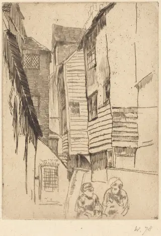Little Smithfield, by James McNeill Whistler, ink, 1877
