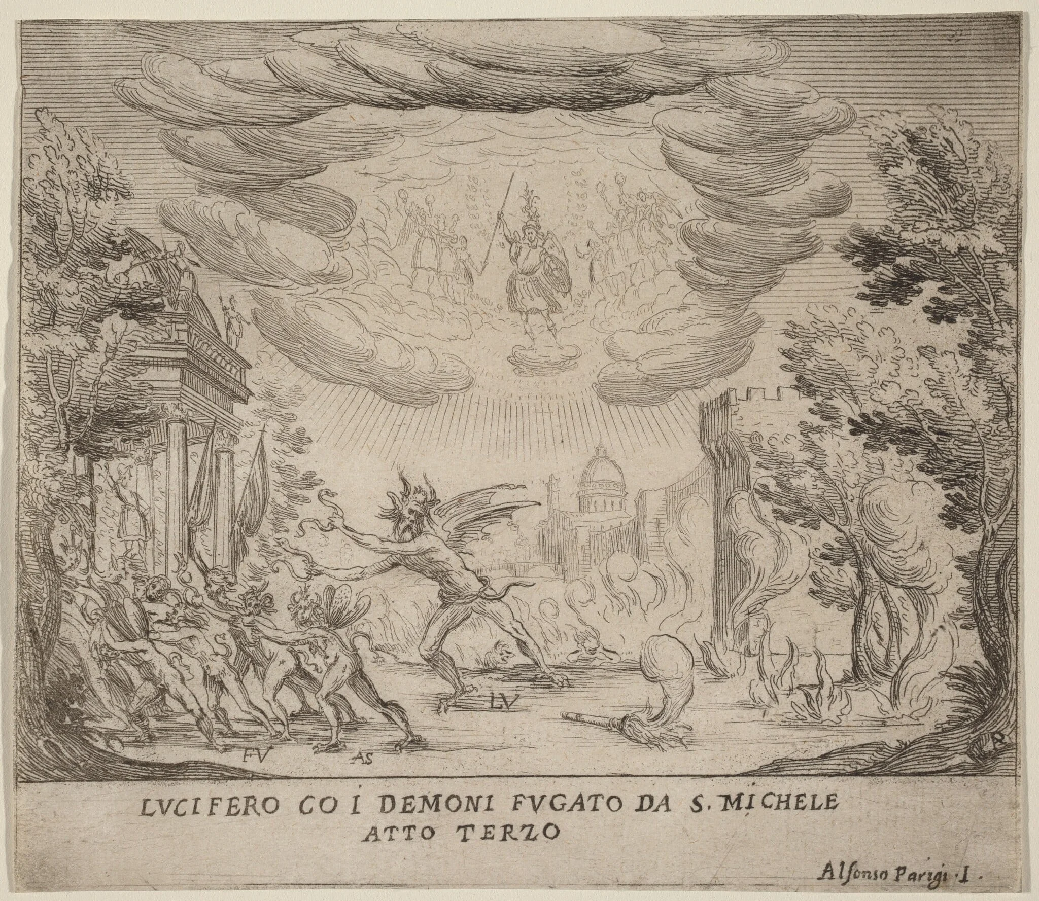 Lucifer and Demons Fleeing Saint Michael, detail
