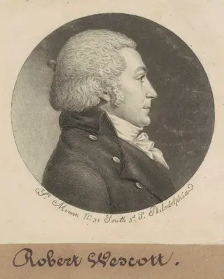 Robert Wescott, by Charles B. J. Févret de Saint-Mémin, ink, 1798