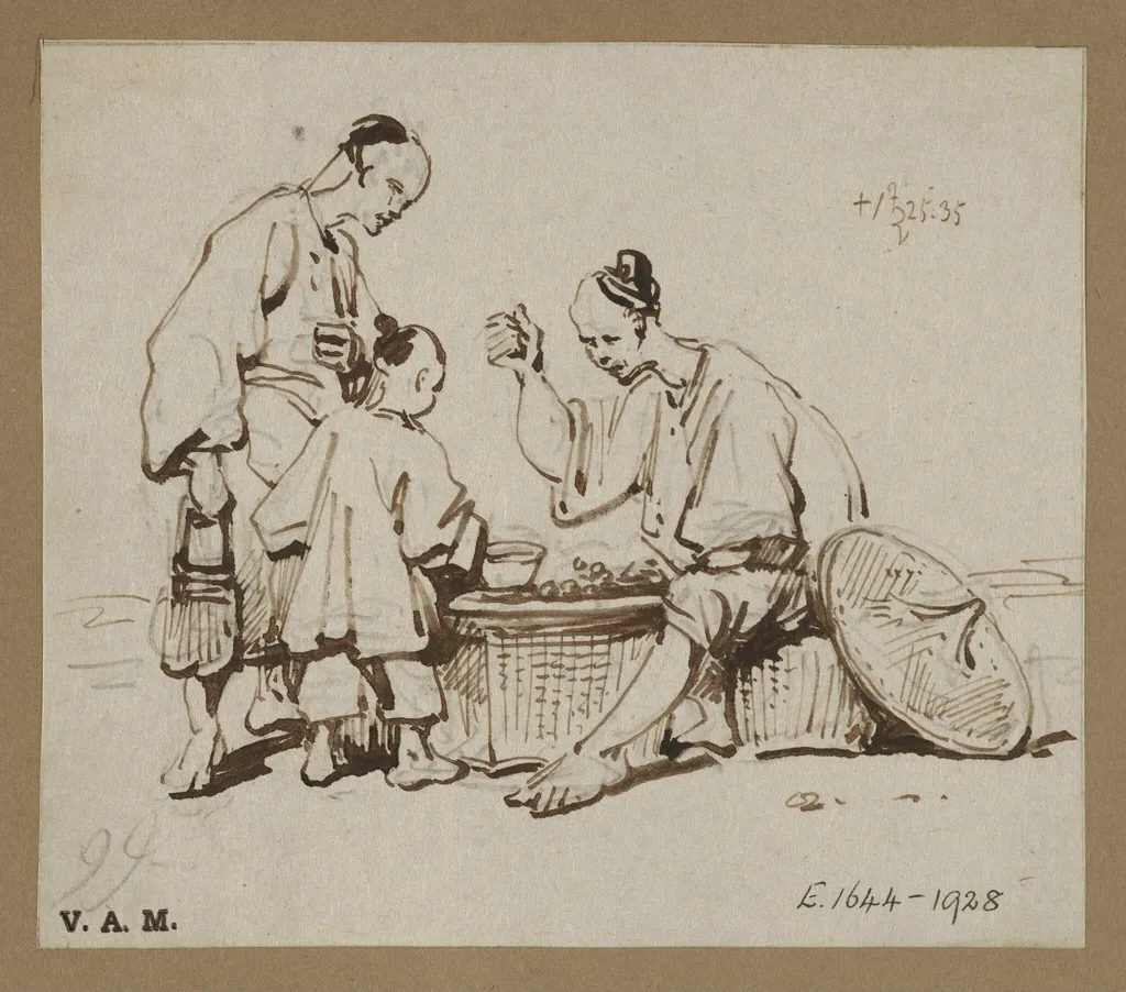 Three Chinese figures, by George Chinnery, 17