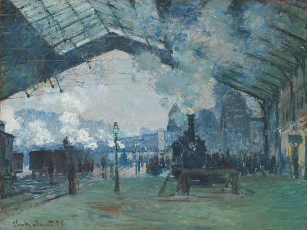 Arrival of the Normandy Train, Gare Saint-Lazare, by Claude Monet, oil, 1889
