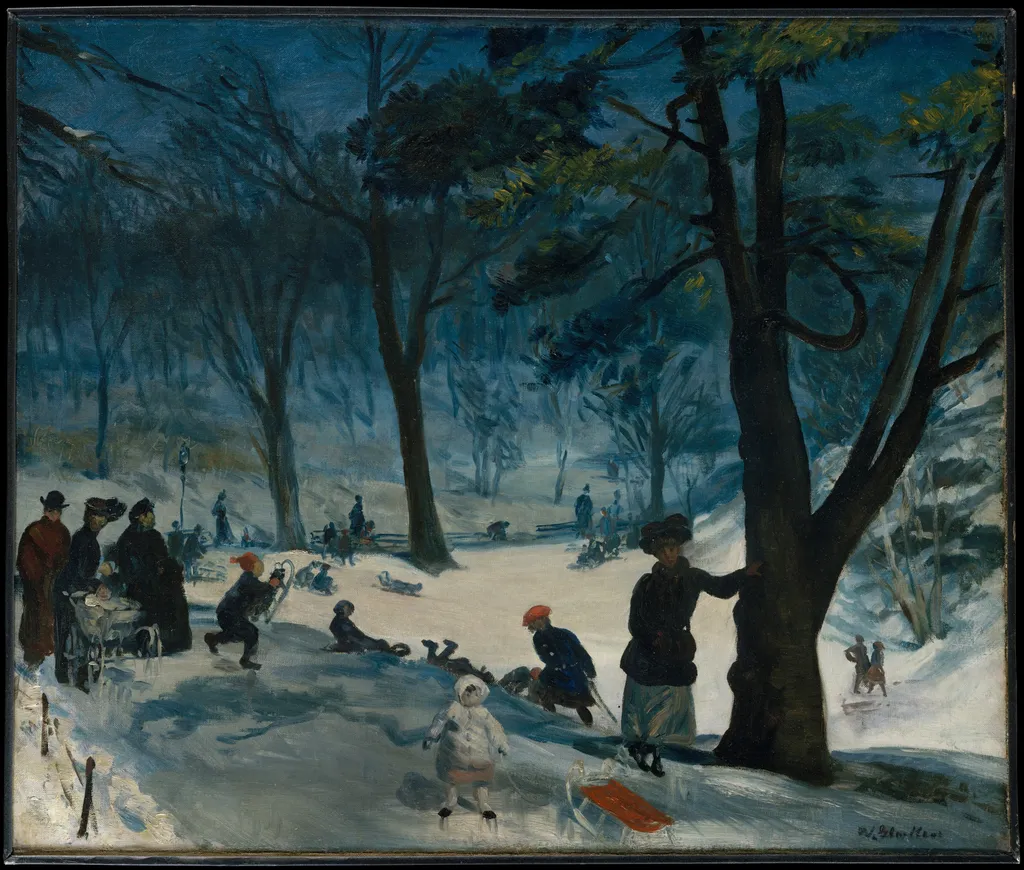 Central Park, Winter, by William James Glackens, oil, 1905