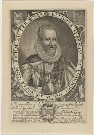 Ludovic Stuart, Duke of Lennox and Richmond, by Simon van de Passe, ink, 1621