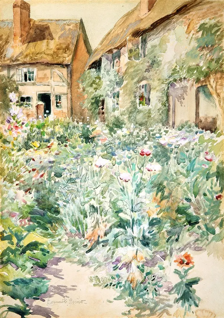 Cottage Garden, Warwick, England, by Edmund H. Garrett, unspecified, 1896