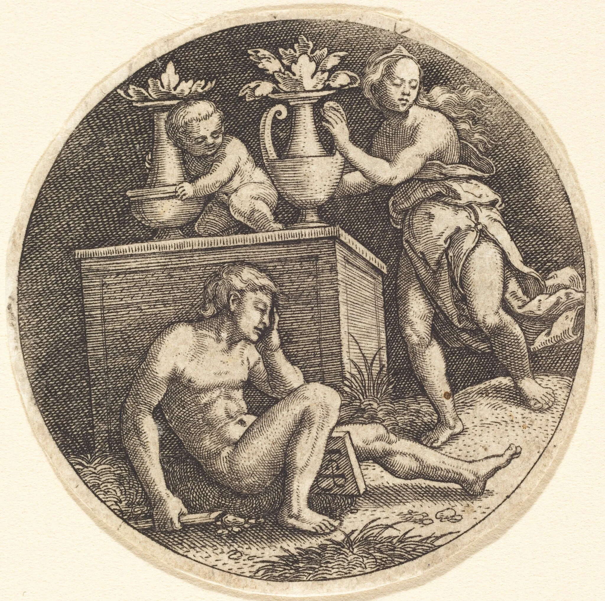 Youth Sleeping before an Altar, detail