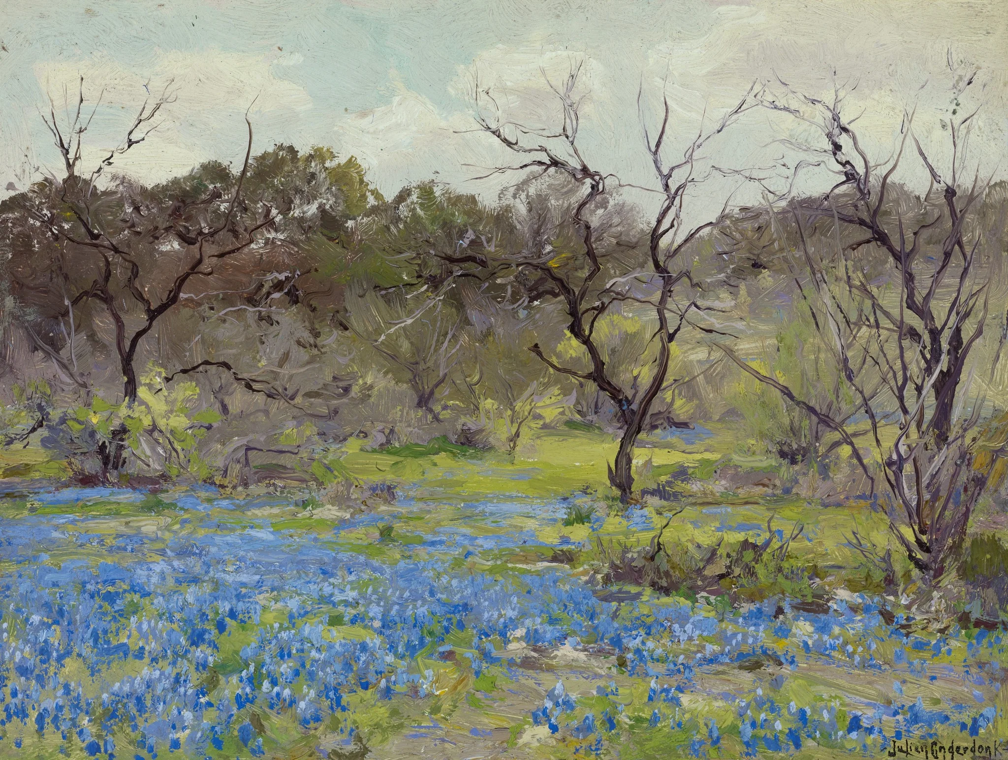 Early Spring—Bluebonnets and Mesquite, detail