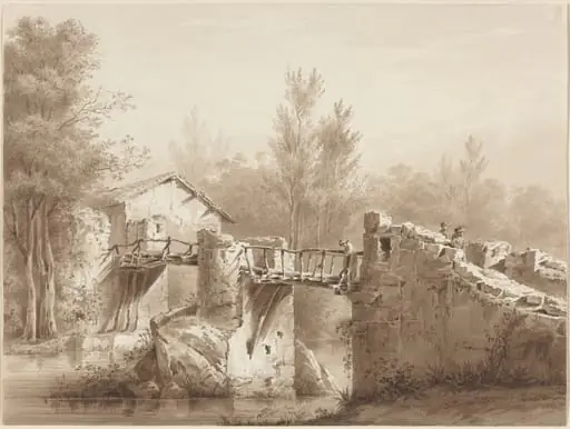 A Country Road across an Ancient Bridge, by Jean-Jacques de Boissieu, graphite, 1773