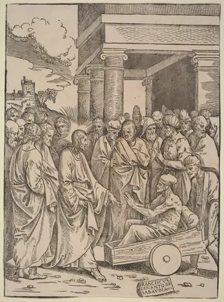 The Raising of Lazarus, by Francesco Denanto, ink, 1522