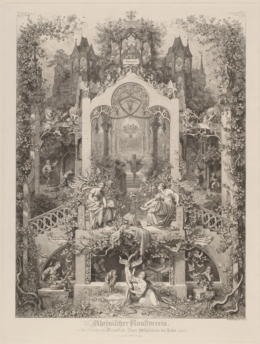 Aschenputtel (Cinderella), by Eugen Napoleon Neureuther, ink, 1847