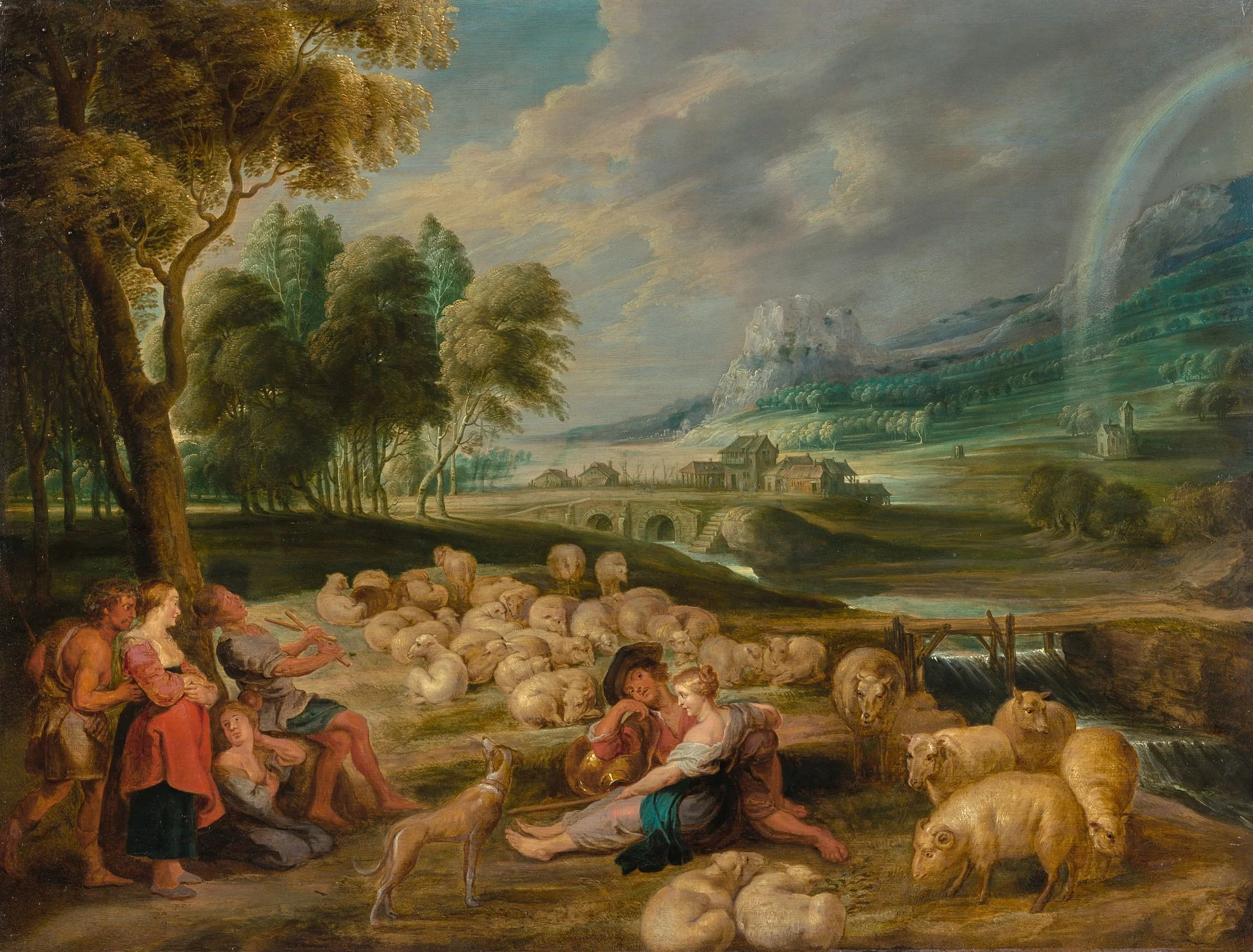 Landscape with a rainbow, detail