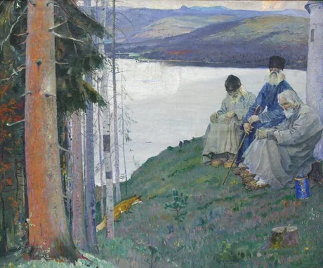 Three old men, detail