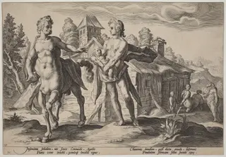 Apollo Entrusting Chiron with the Education of Asclepius, by Hendrick Goltzius, ink, 1589