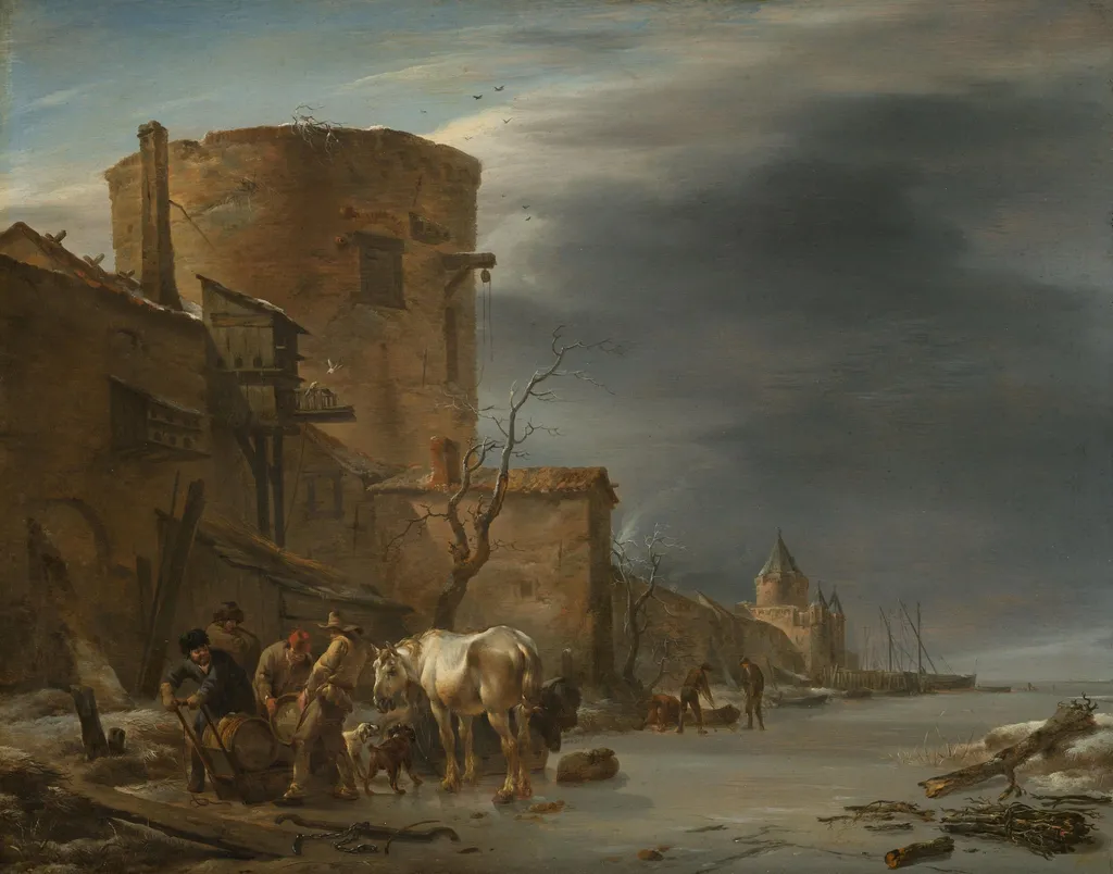 The City Wall of Haarlem in the Winter, by Nicolaes Pieterszoon Berchem, unspecified, 1647