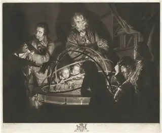 A Philosopher Giving a Lecture on the Orrery, by William Pether, ink, 1768