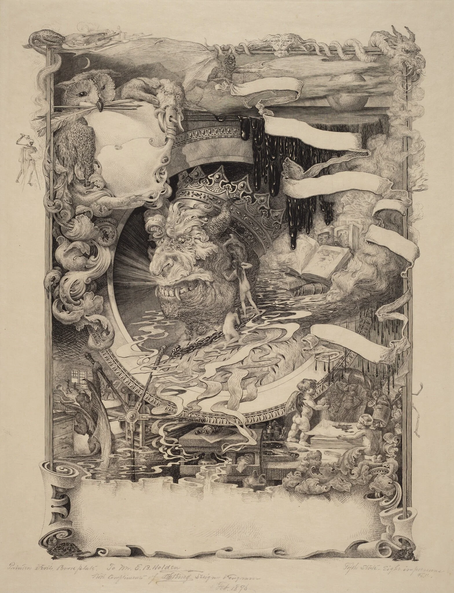 The Bookplate of the Printer's Devil, detail