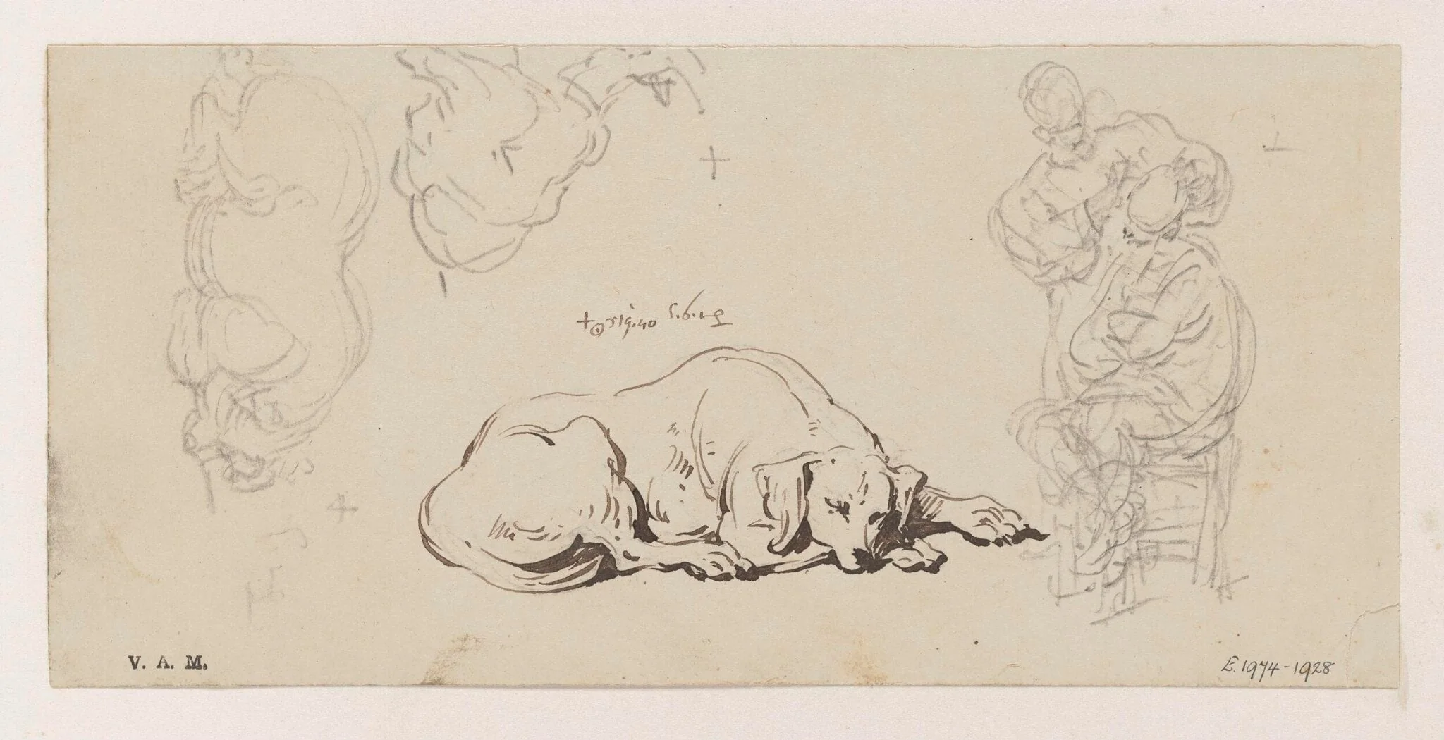 A dog, and other sketches, detail