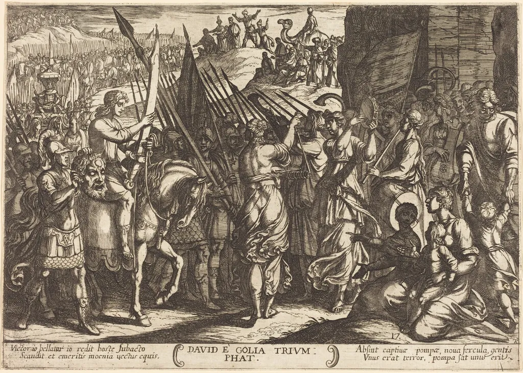 The Triumph of David over Goliath, by Antonio Tempesta, ink, 1613