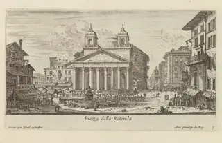 Piazza della Rotonda, by Israël Silvestre, ink, 1650