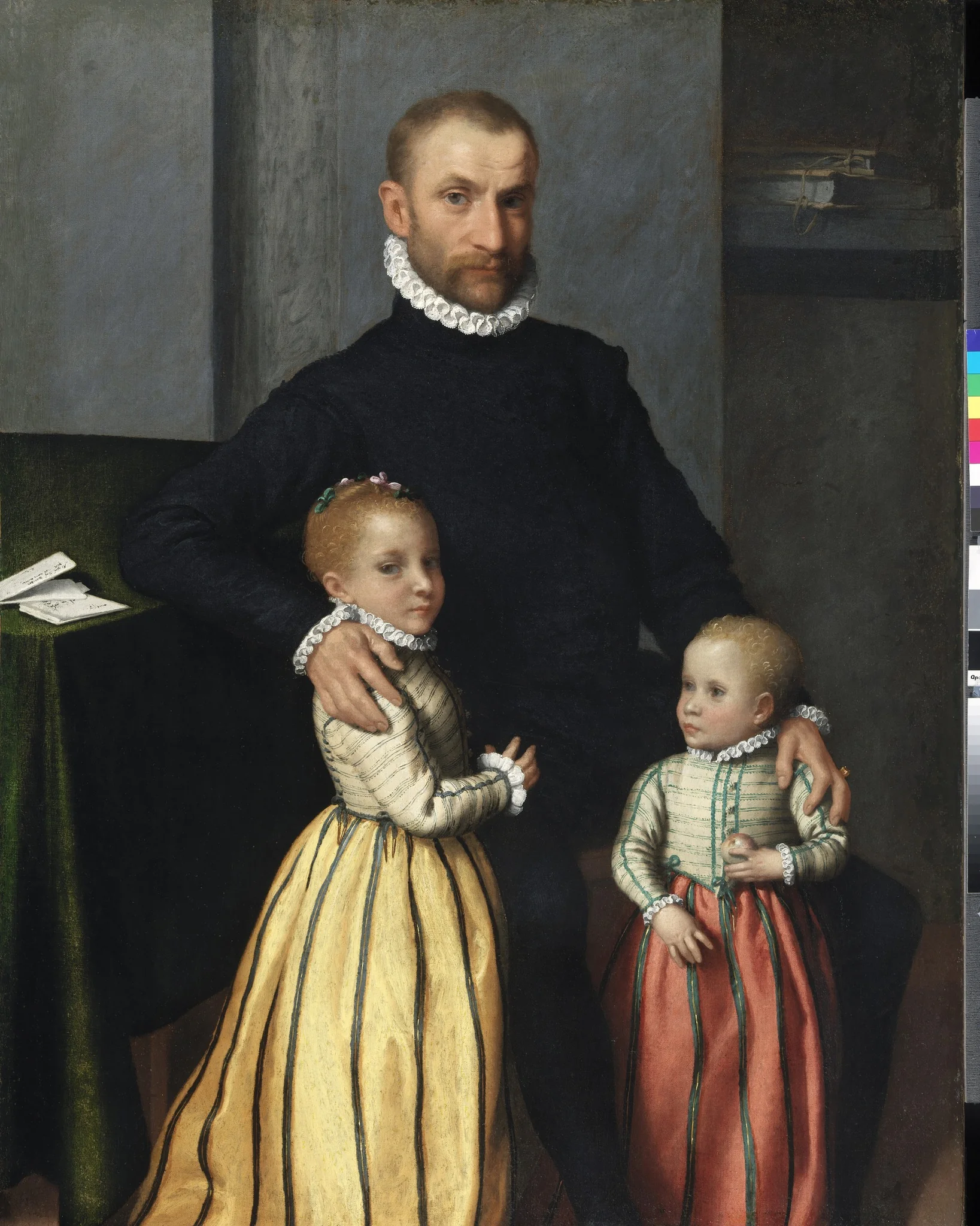 Portrait of a Gentleman and his two Children, detail