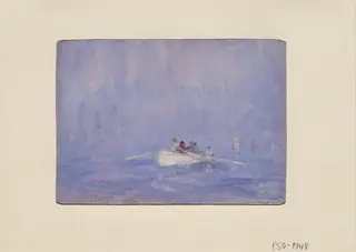 Boys rowing a boat, by Henry Scott Tuke, watercolor, 1900