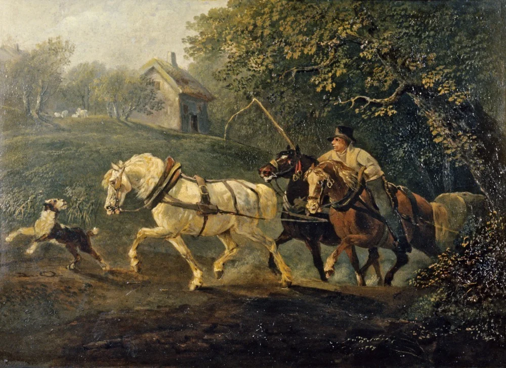 Berganfahrendes Fuhrwerk, detail