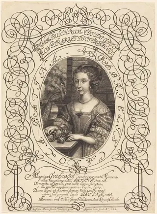 Gabrielle Charlotte Patin, by Susanne Maria von Sandrart, ink, 1682