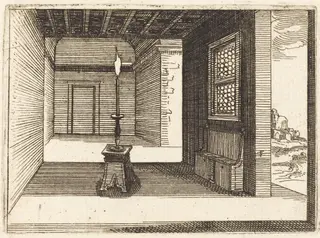 Candle Stick, by Jacques Callot, ink, 1628