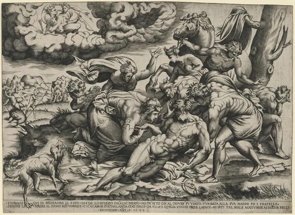 The Death of Meleager, by Nicolas Beatrizet, ink, 1543
